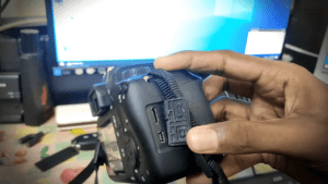 Inserting camera's battery