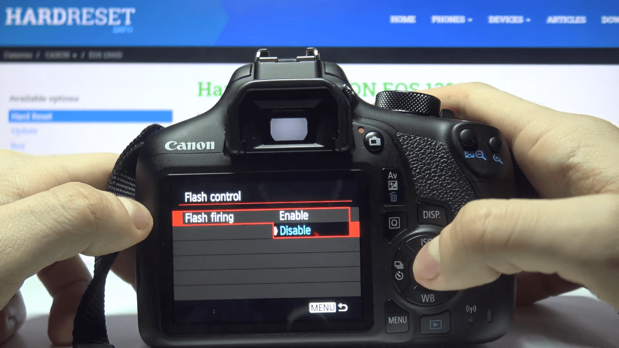 Disable flash from camera menu